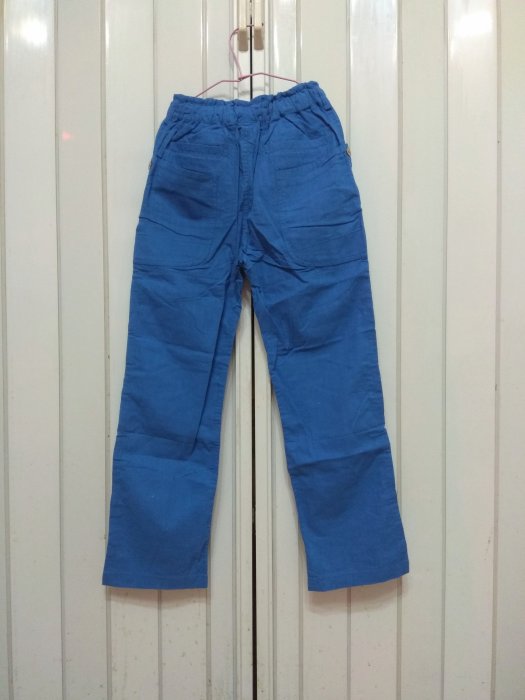 買5送1 零碼童裝 YOYO & NANA 純棉 藍色 平織 薄長褲 約身高140公分適穿