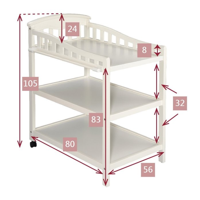 Tong-Xin童心-多功能尿布桌(櫻桃色/白色)TWH-301