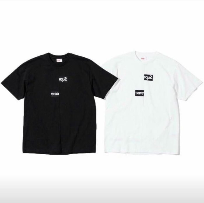 Cheers】預購Supreme FW18 CDG 川久保玲Split Box Logo Tee 切割黑白