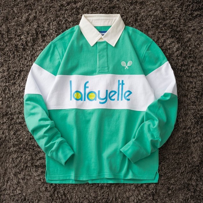 【MOMO全球購】LAFAYETTE TENNIS LOGO L/S GAME SHIRT 長袖POLO衫T恤