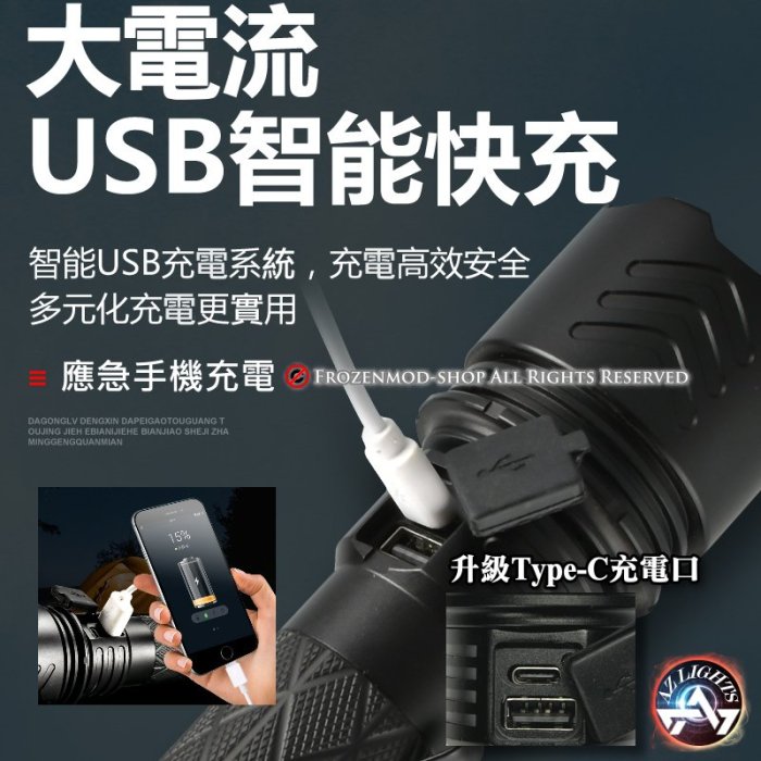 大功率 XHP90 航空合金 P90 四核 強光手電筒 USB快充 變焦 戶外夜釣 18650 26650照明手電