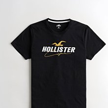 (嫻嫻屋) 英國ASOS-Hollister 布飾海鷗標誌下擺Logo 黑色圓領T-shirt T恤 現貨M Ｌ正品