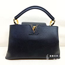 遠麗精品(桃園店) C0431 LV 黑色牛皮桃粉內裡capucines MM M42259