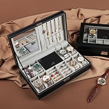 手錶盒創意帶鎖首飾盒項鏈手鏈戒指珠寶整理手表收納盒高檔多功能飾品盒~爆款