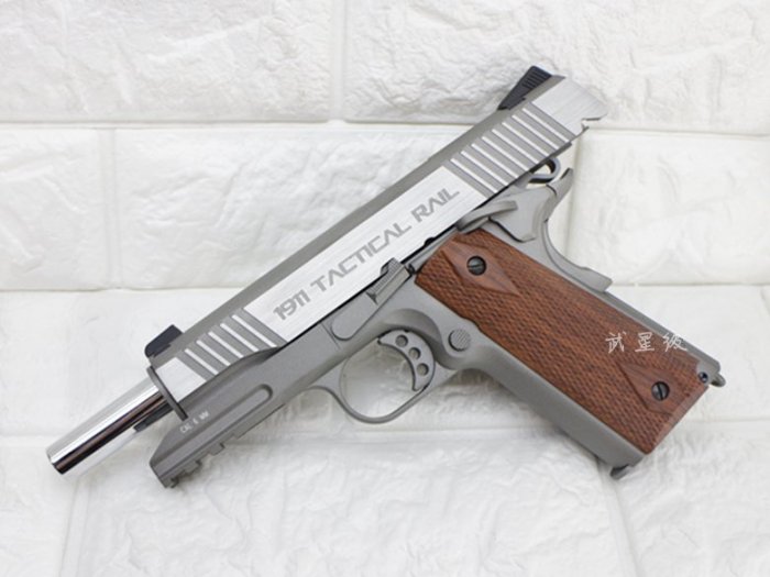 台南 武星級 MILBRO M1911 RAIL CO2槍 銀 ( 生存遊戲BB槍BB彈COLT45手槍短槍柯特1911