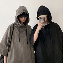 ∵ PRAY FOR FASHION ∴美式IG套頭連帽衛衣短袖帽T恤oversize大口袋工裝高領連帽上衣