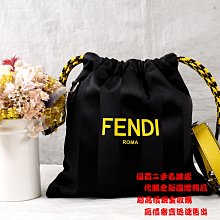 優買二手精品名牌店 FENDI 7VA510 黑尼龍布 黃 LOGO 字母 斜背包 肩背包 束口包 手提包 水桶包 全新