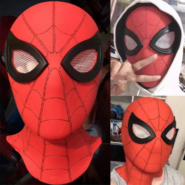 蜘蛛俠頭套可動眼睛兒童正版防曬面具鋼鐵超凡邁爾斯頭套搞怪托比滿額免運