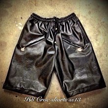 【HYDRA】Hold'em Denim PVC Croc Leather shorts 鱷魚壓紋 皮質短褲 皮褲 金絲綢 S / M / L  / XL