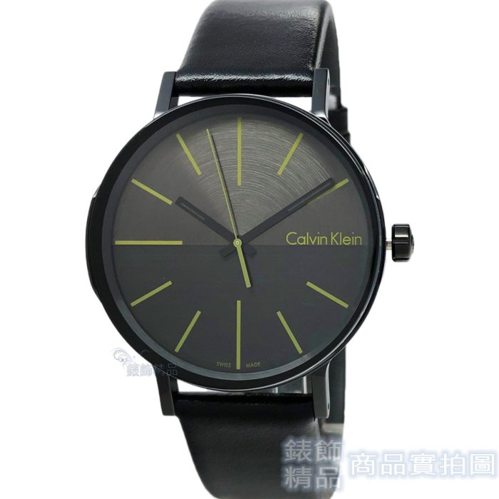 Calvin Klein CK K7Y214CL Boost 鐵灰+綠 髮絲紋錶盤 黑皮帶男錶【錶飾精品】