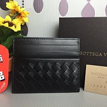 《真愛名牌精品》Bottega Veneta (BV)522326黑色編織 薄卡片夾*全新*代購