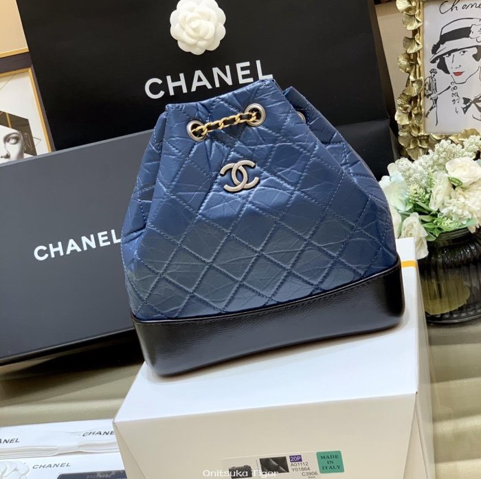 二手CHANEL Gabrielle 流浪雙背包 A93820藍色