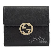 【茱麗葉精品】全新精品  GUCCI 專櫃商品 615525 金屬大雙G LOGO牛皮扣式短夾.黑 現貨