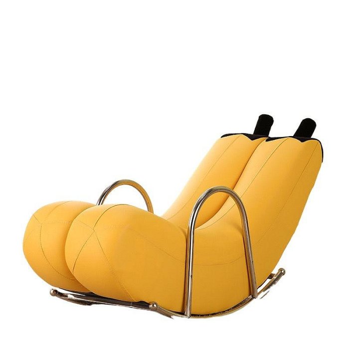 s！pu皮革布藝可拆洗香蕉懶人搖椅沙發網紅創意現代休閑臥室客廳