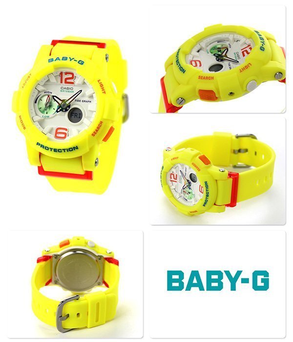 BABY-G CASIO 卡西歐極限運動衝浪潮汐概念螢光黃電子女腕錶 型號：BGA-180-9B【神梭鐘錶】