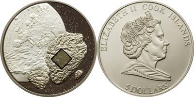 庫克2008年天文隕石實體鑲嵌波蘭普圖斯克隕石精制鍍鈀紀念銀幣