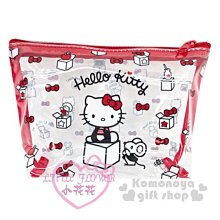 ♥小花花日本精品♥HelloKitty透明紅色車邊滿版包旅行組收納袋化妝包防水外出攜帶好方便42231004