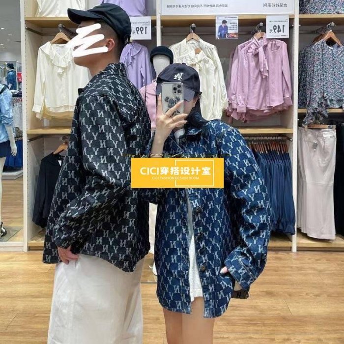 新品 秋季新款NY洋基隊 滿印字母老花牛仔外套 男女復古休閒寬鬆襯衫夾克 vTeqCICI穿搭設計室促銷