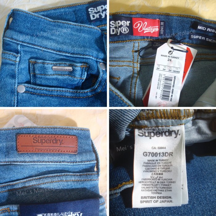 【真品*現貨】Superdry極度乾燥 vintage 復古 中腰 緊身 牛仔褲