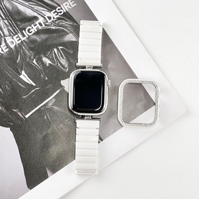 適用蘋果手錶iwatch1-7代新工字陶瓷懸空設計Applewatch錶帶女