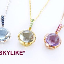 *SKYLIKE*網販獨賣-香港進口墜375/9K白K金藍色拓帕石、黃K金綠晶、玫瑰金紫晶彩寶含鍊墜子y