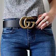 Gucci 397660 Logo leather belt GG logo 皮質腰帶 黑 85 cm 現貨