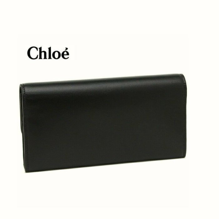 CHLOE ► ( 黑色×裸粉色×金屬淡金色 )  真皮 兩摺長夾 錢包 皮夾｜100%全新真品｜特價！