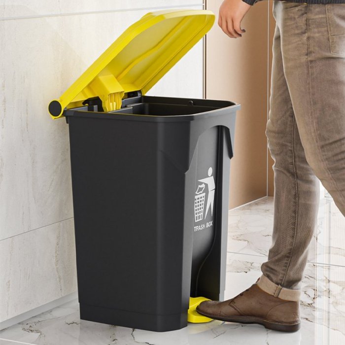 現貨商用垃圾桶辦公室腳踏式大號大容量帶蓋寫字樓宿舍家用腳踩廢紙簍簡約