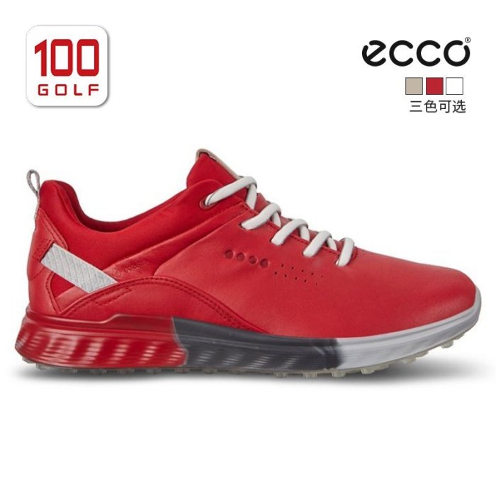 Ecco/愛步高爾夫球鞋女全新S-Three系列高爾夫女鞋Golf無釘鞋