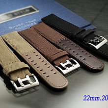 【時間探索】Hamilton 代用 軍錶.運動錶專用 高級帆布牛皮錶帶 ( 22mm.20mm )