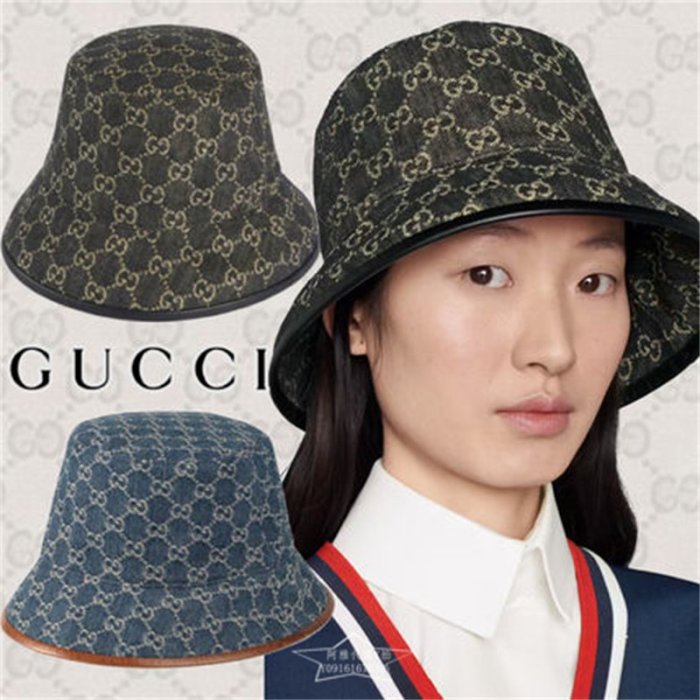 全新真品GUCCI GG 帽子 牛仔 漁夫帽 牛仔藍 M 號 576371