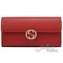 【茱麗葉精品】全新精品 GUCCI 專櫃商品 615524 金屬雙G LOGO牛皮扣式發財長夾.紅 現貨