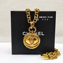 A9939 Chanel vintage金鍊圓牌鏡子雙C logo長項鍊 (遠麗精品 台北店)