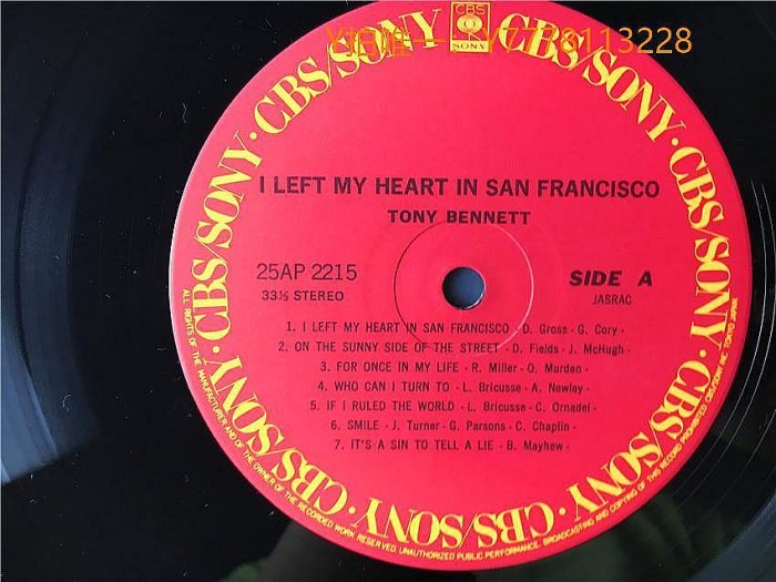 曼爾樂器 黑膠唱片Left My Heart In San Francisco Tony Bennett Great  J版黑膠L