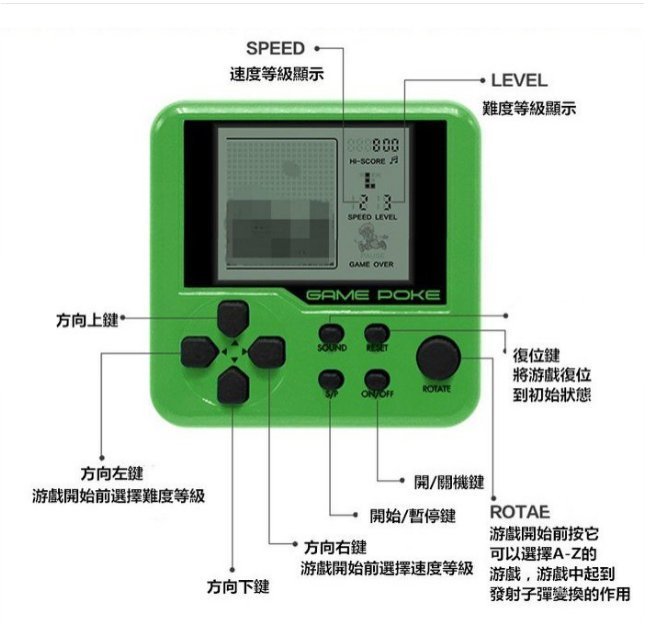 迷妳遊戲機 俄羅斯方塊遊戲機 出口日本 gamepoke 扭蛋掛件 像素游戲 袖珍游戲機 掌上游戲機