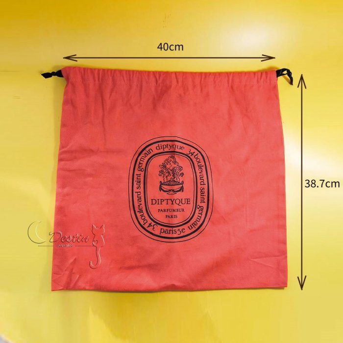 Diptyque 束口袋 防塵袋 【特大】橘紅色 品牌小物 收納袋 抽繩 大袋 40cm*38.7cm