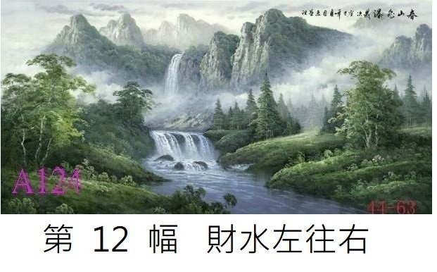 【幸運星】現貨 開運 招財 風水畫 李嘉誠辦公室同款 山水畫 孔雀圖 聚寶盆 牡丹畫 國畫四尺137*67cm宣紙畫芯