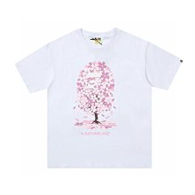 BAPE猿人頭粉色櫻花樹短袖T恤