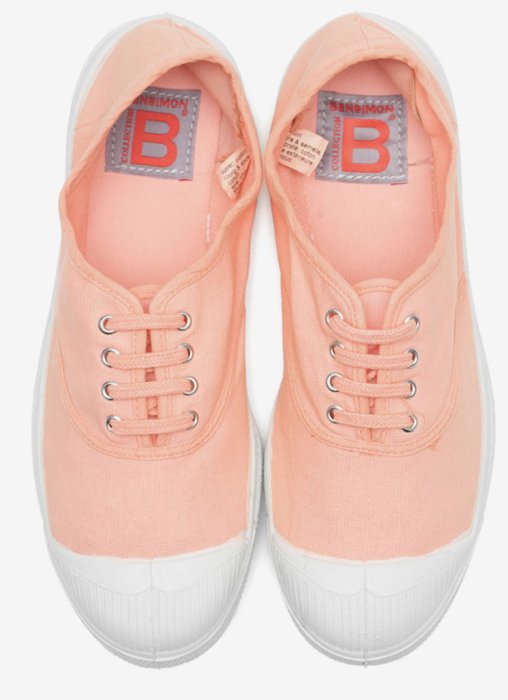 代購 法國23春夏新款bensimon 手工製作有機棉基本款粉紅色綁帶帆布鞋