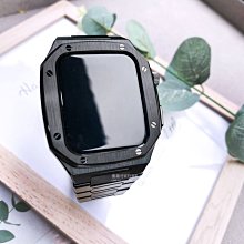 現貨款！適用APPLE WATCH 皇家橡樹風格錶帶 7代 iwatchcase 45mm錶徑安裝 全黑鋼帶款