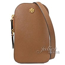 【茱麗葉精品】【全新商品】TORY BURCH 專櫃商品 136096 防刮皮革雙拉鍊斜背手機包.咖 現貨