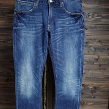 CA 美國品牌 LEE 全新 藍系仿舊刷紋 合身版 彈性低腰牛仔褲 32腰 一元起標無底價Q178