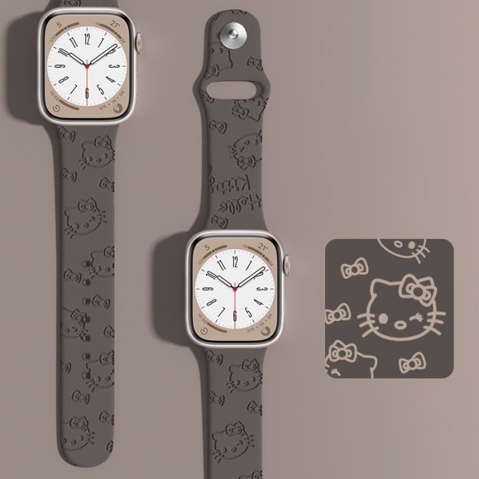 適用於 Ap ple i Watch Series Ultra SE 8 7 6 5 4 3 2 1 的粉色貓雕刻錶帶