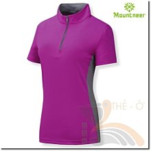 山林 Mountneer  女款立領短袖 COOLMAX 紫色  透氣 吸濕排汗衫 抗UV 台灣製造 喜樂屋戶外