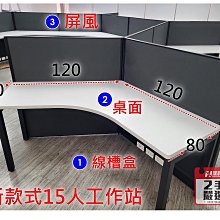 【漢興二手OA辦公家具】設計款式15人工作屏風站 / 桌面雙向好用