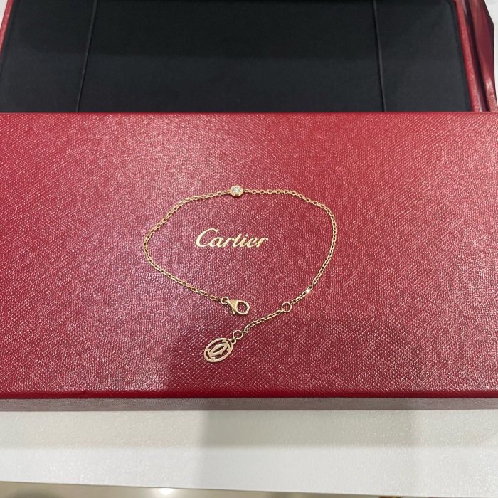 已讓藏～台灣專櫃購入～稀少釋出Cartier D’AMOUR小型款18k玫瑰金單鑽9分手鍊～