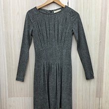 【愛莎＆嵐】 MICHEL KLEIN 女 灰色圓領摺線造型長袖洋裝/XS 11302 06