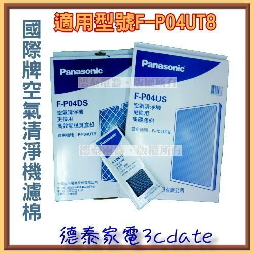 Panasonic國際空氣清淨機專用濾網【F-P04US+F-P04TS+F-P04DS】 適用:F-P04UT8【德泰