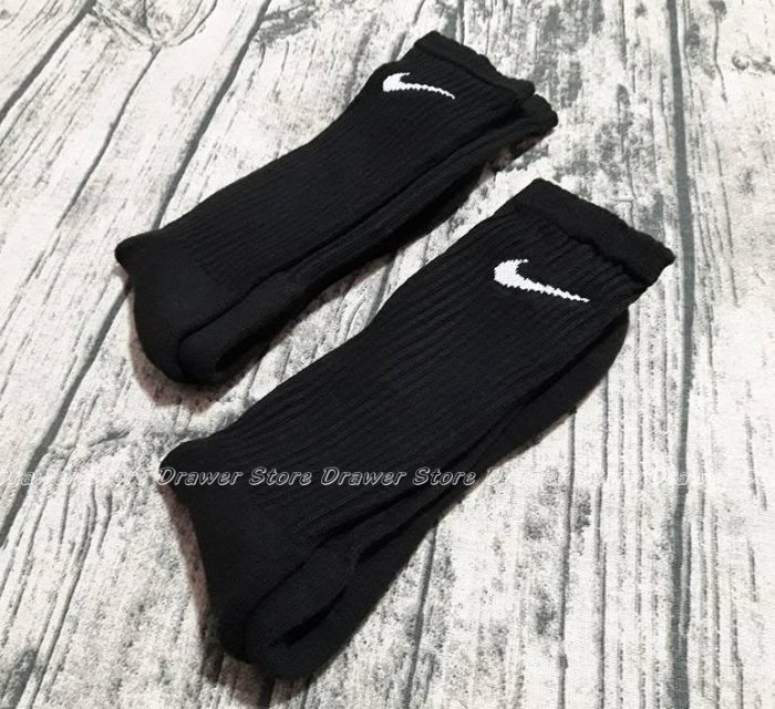 【Drawer Store】NIKE 黑襪COTTON  SOCK 厚底 長襪 純黑長襪 全黑 籃球襪 現貨 快速出貨