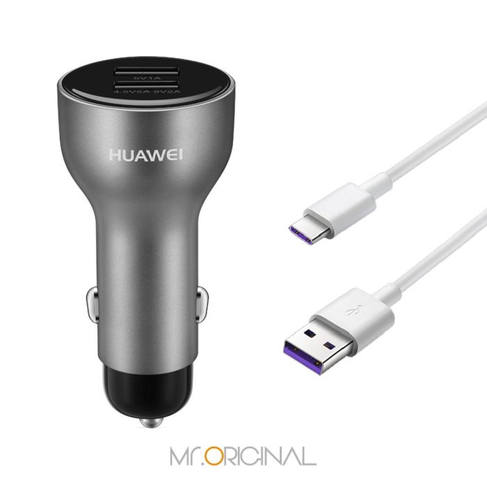 HUAWEI 華為原廠 雙USB 車用快速充電器+5A Type-C傳輸線組(盒裝)